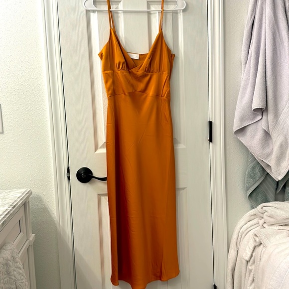 Orange Satin Dress - Picture 4 of 5